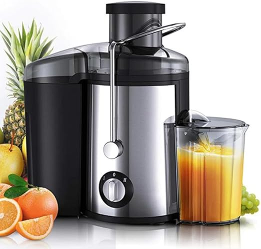 Electric Juice Extractor, Wide Mouth Centrifugal Juicer Machine, Stainless Steel and Black