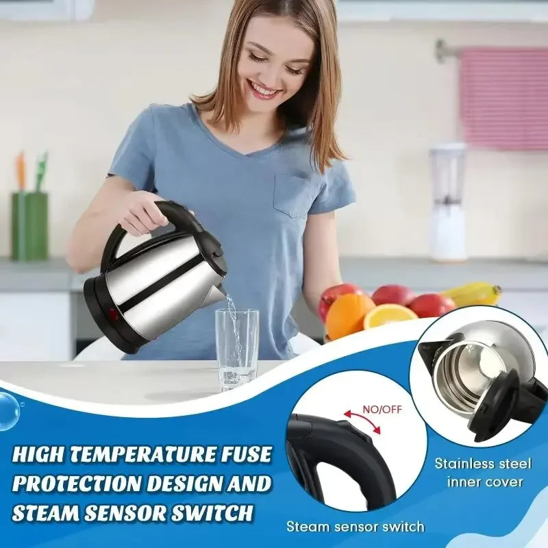 2L Food-grade Stainless Steel Electric Teapot Electric Kettle Hot Water Kettle Coffee Beverage Boiler Electric Water Heater