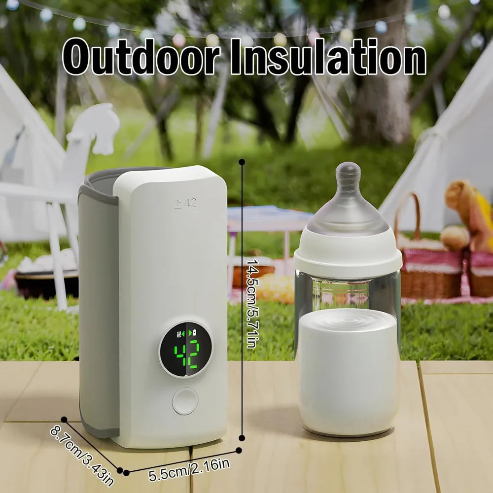 Rechargeable Baby Bottle Warmer 6Levels Temperature Adjustment with Temperature Display Warmer Sleeve Feeding Accessories