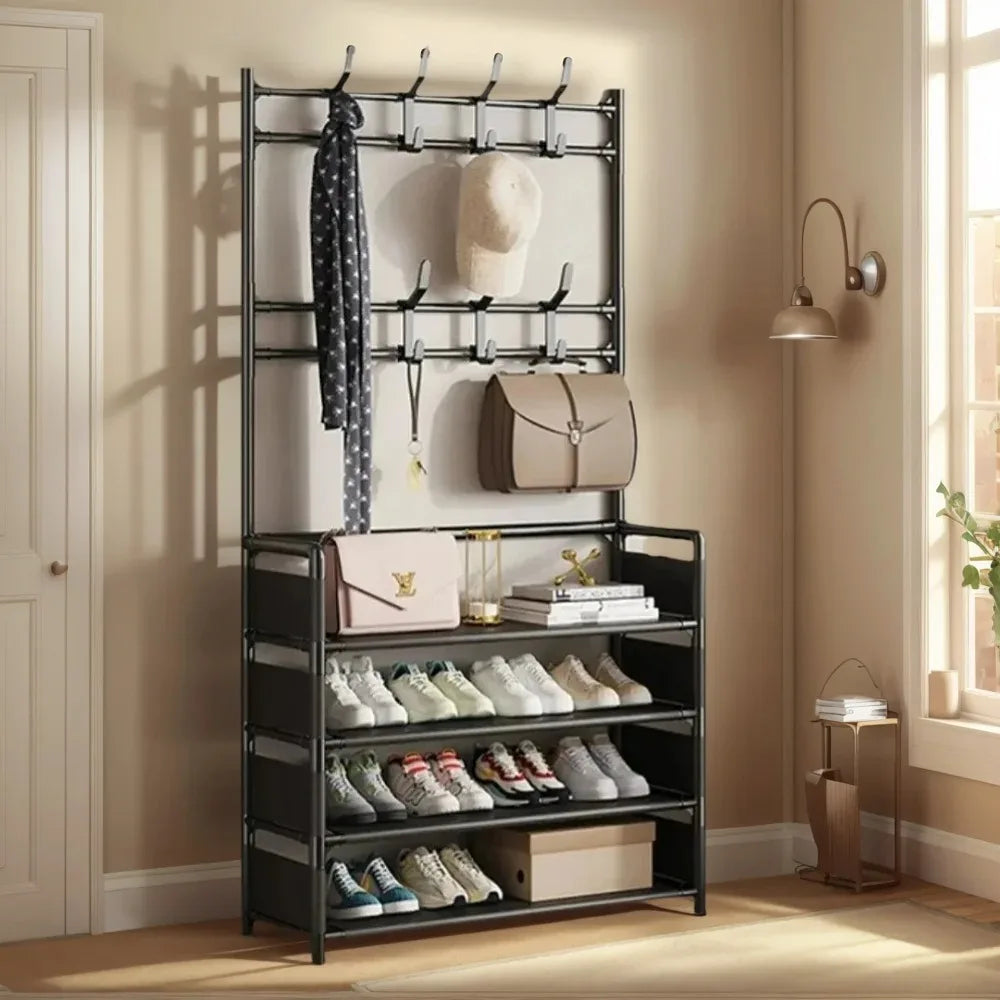 Simple Shoe Rack Multi-Layer Metal Dustproof Storage Multi Functional Shoe Hat Rack Modern Rust Proof Space Saving Shoe Hat Rack