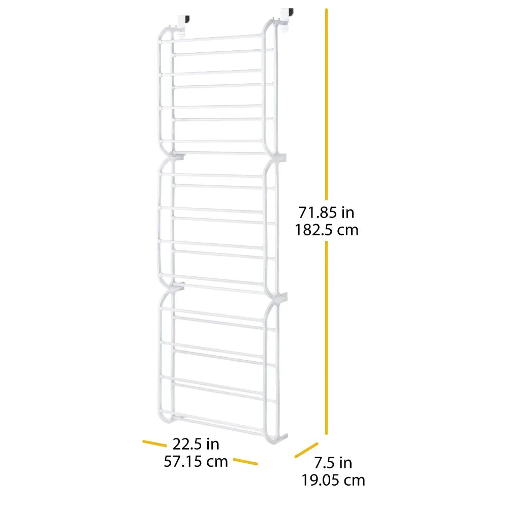 Whitmor 12-Tier 36 Pair Over-the-Door Shoe Rack - Resin -White