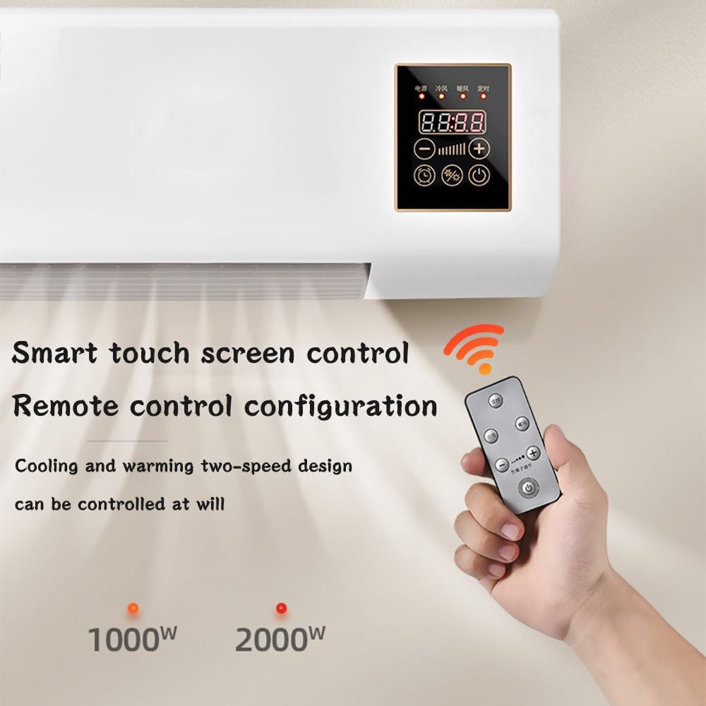 Portable Air Conditioners,Mini Air Conditioners Wall Mounted Air Conditioner,wall-mounted heater with Remote, for Bedroom Living Room Office.Ductless air conditioning fan L55*W24*H12cm