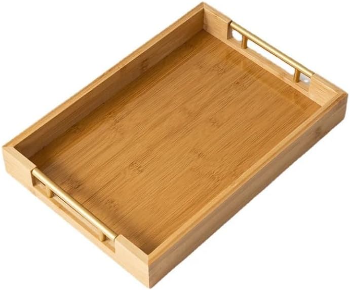 Wooden Serving Trays Set, 3 Nesting Trays with Handles, Light Oak