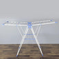 Foldable Laundry Drying Rack, Metal Frame, Gullwing Design, Indoor and Outdoor Use, Expandable Clothes Airer with Multiple Drying Rails (white and blue)