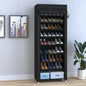 10-Tier Portable Shoe Rack with Roll-Up Cover, Fabric Storage Organizer, 30 Pairs Capacity, Space-Saving Design for Home (Black)