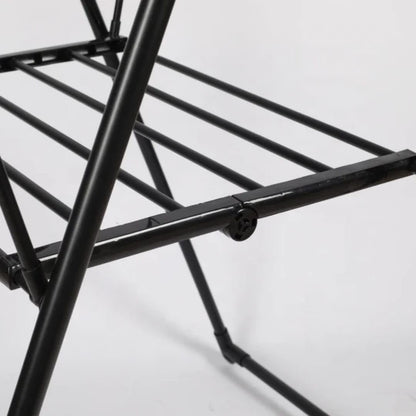 Foldable Laundry Drying Rack, Metal Frame, Gullwing Design, Indoor and Outdoor Use, Expandable Clothes Airer with Multiple Drying Rails (Black)