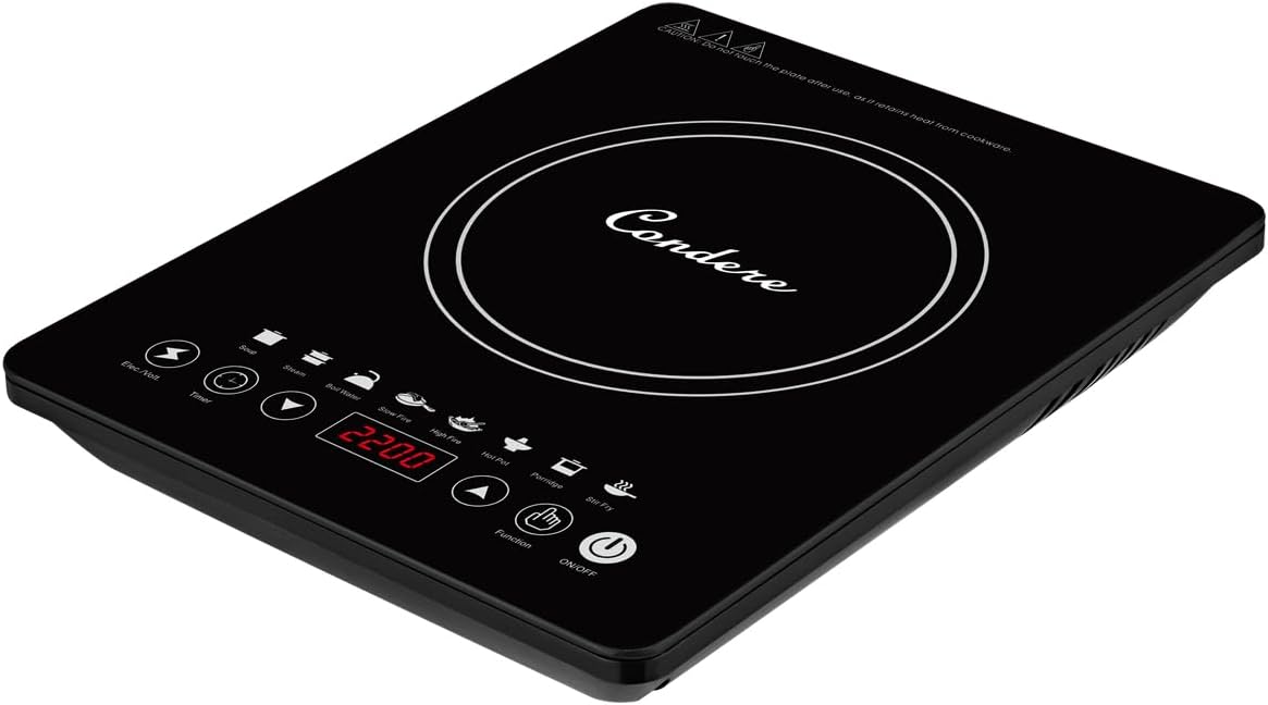 Electric Induction Cooktop C-CPSF20A – Portable Induction Cooker with Black Crystal Glass, 2200W Hot Plate for Countertop Use, Energy-Saving Design
