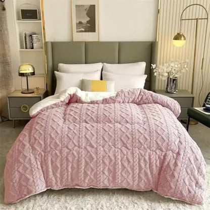 5 pcs Quilted comforter set 2 x standard pillows case 2 x conti pillow case 1 x Quilted comforter setPlush Sherpa Blanket, Double-Sided Fleece Throw, Sage Green, Soft Quilted Design