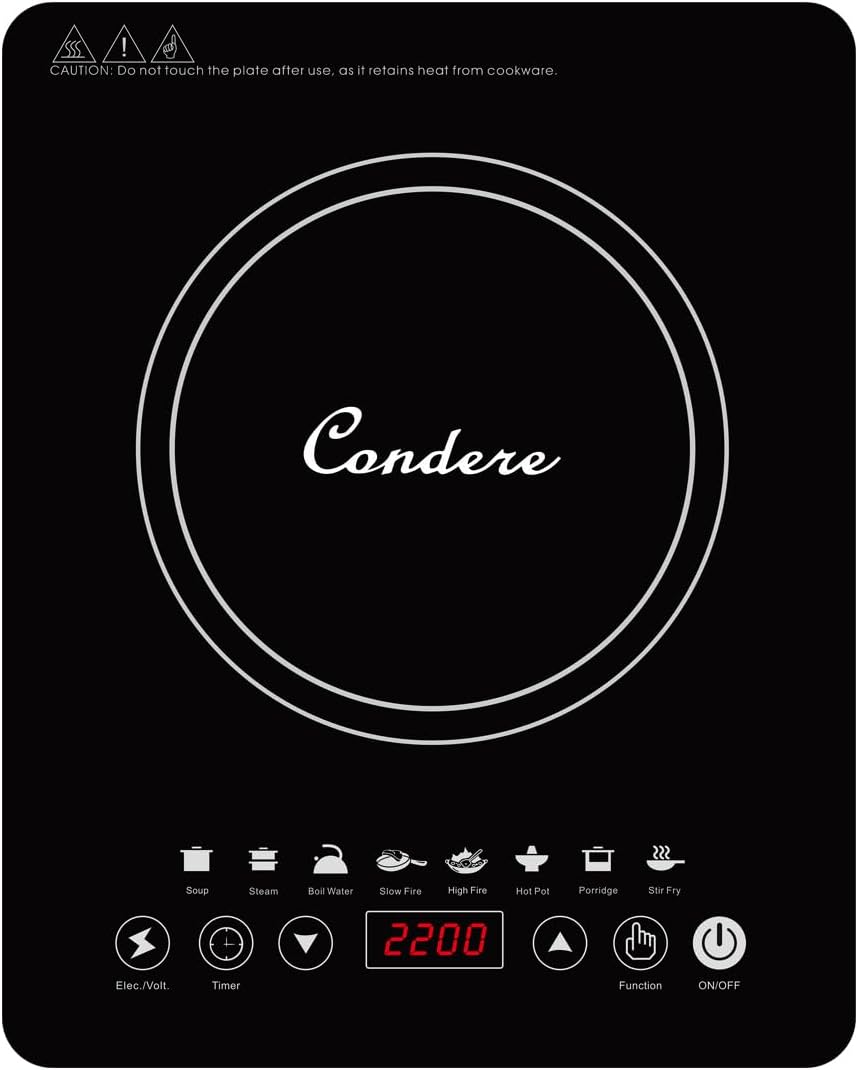 Electric Induction Cooktop C-CPSF20A – Portable Induction Cooker with Black Crystal Glass, 2200W Hot Plate for Countertop Use, Energy-Saving Design