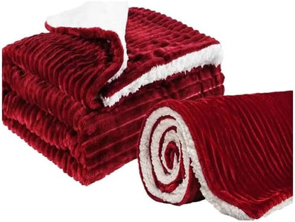 Ever Green Sherpa Fleece Throw Blanket queen Size for Couch - Thick and Warm, Soft Fuzzy Plush Blanke for Winter, Grey, 60x80 Inches (Grey)