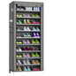 10-Tier Portable Shoe Rack with Roll-Up Cover, Fabric Storage Organizer, 30 Pairs Capacity, Space-Saving Design for Home (Black)