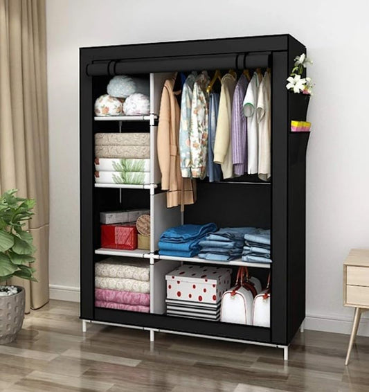 Fabric Closet Detachable Wardrobe Portable Cloth Storage Organizer Lightweight Wardrobe for Living Room (Black)
