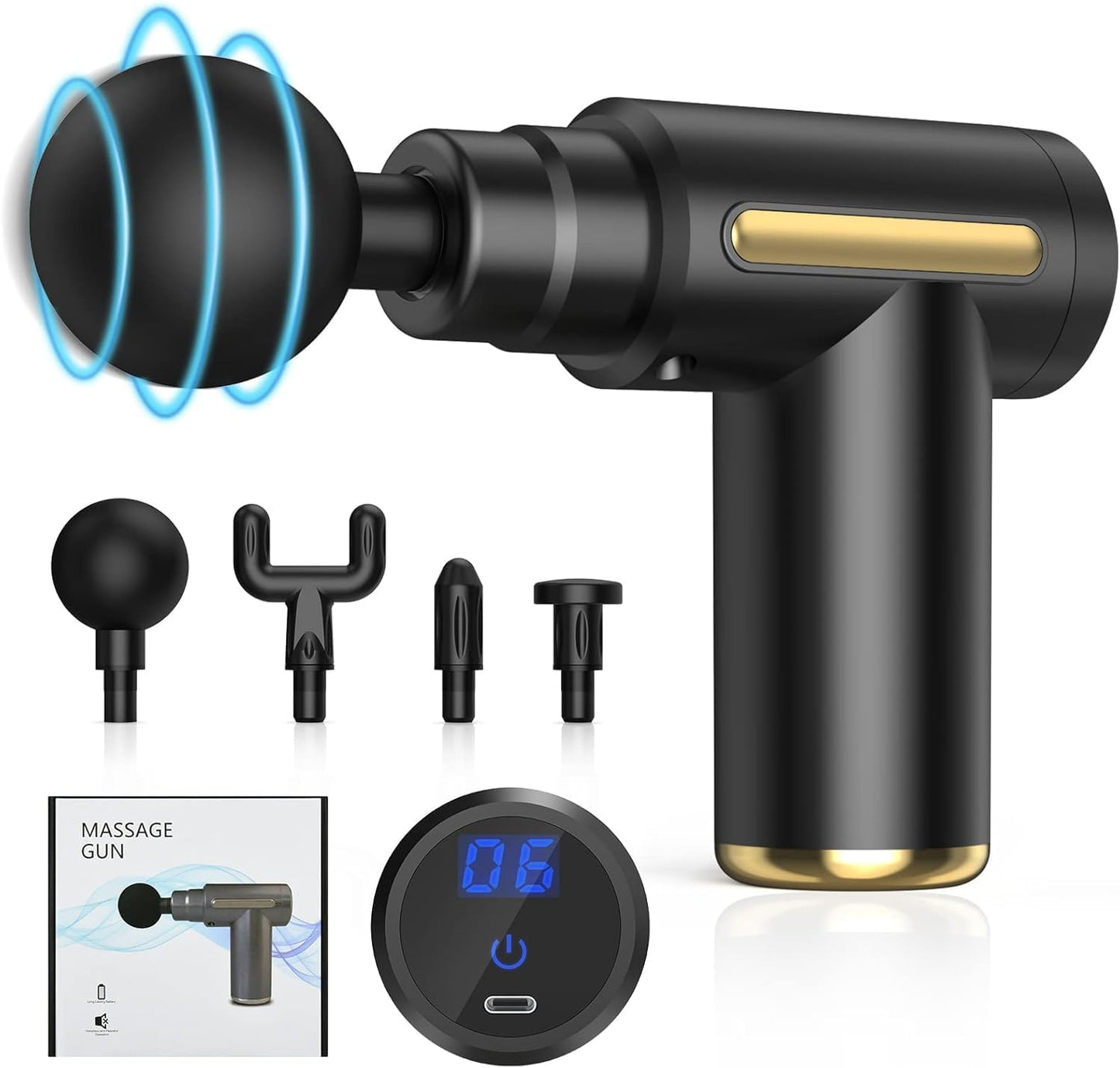 Massage Gun, Muscle Massage Gun with 7 Heads and 3500RPM, 6 Speeds Anti Slip Electric Handheld Massagers,Massage Gun Deep Tissue for Body Relax (Dark Grey)