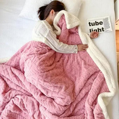 Queen size Throw Blanket,Soft Warm Bed Throws Blankets Sofas Throws Blankets for Winter Bed Sofa Travel Bedspread Blanket (Green, 200×230CM) (Pink)
