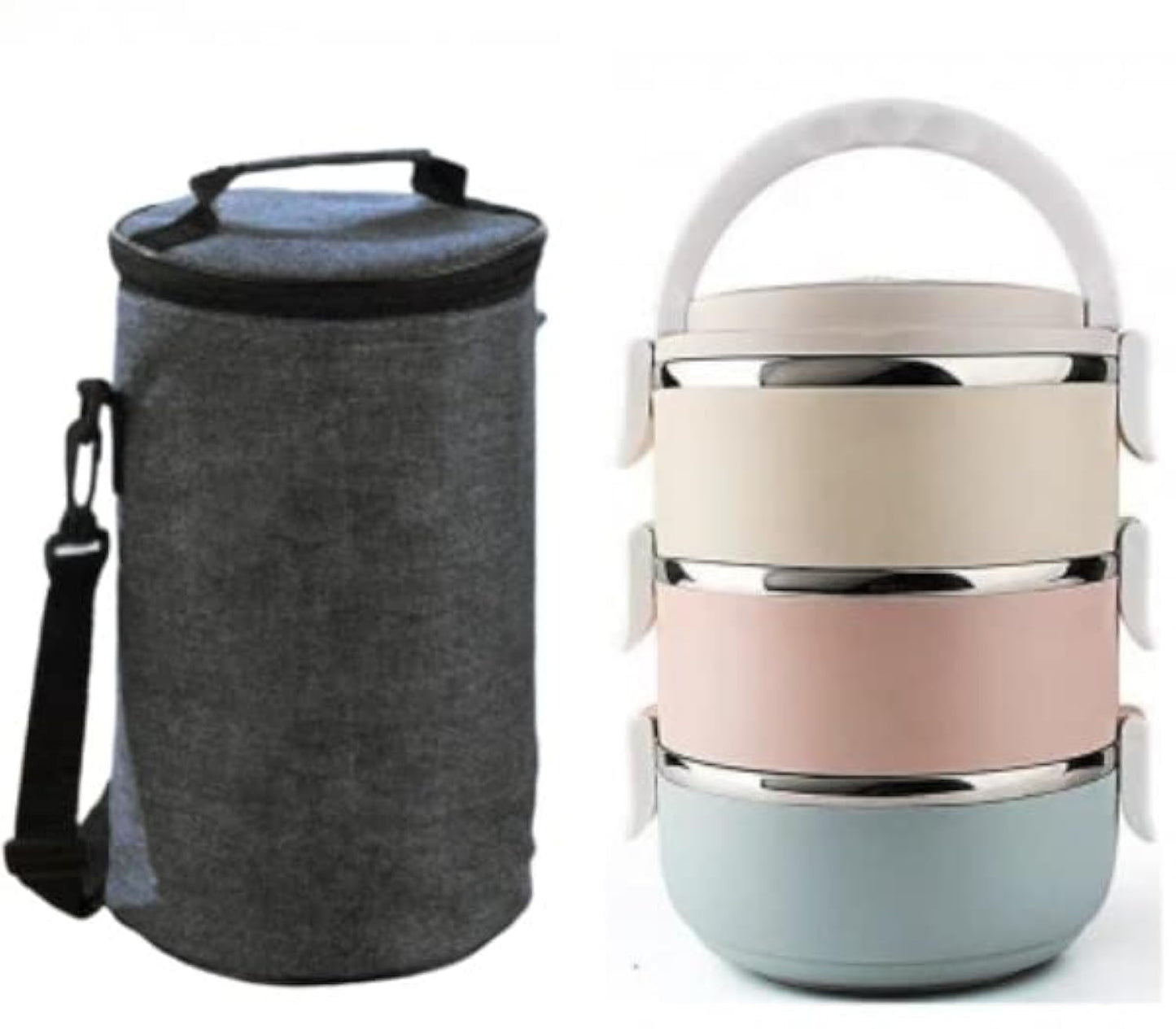 Bento Box Stainless Steel Lunch Box Multi Layers Stackable Leak-Proof Thermal Bento Boxes for Kids Adults Portable Food Container for School Office Work Home Picnic 2.1L (3 Layer)