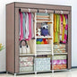 3 Doors Storage Wardrobe Model 88130, Portable Fabric Closet Organizer with Shelves, Brown, 130x45x175 cm (Brown)
