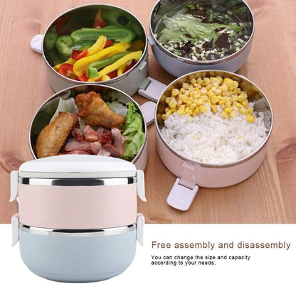Bento Box Stainless Steel Lunch Box Multi Layers Stackable Leak-Proof Thermal Bento Boxes for Kids Adults Portable Food Container for School Office Work Home Picnic 2.1L (3 Layer)