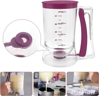 Pancake Cupcake Batter Dispenser, Bakeware Maker with Measuring Label, Perfect Baking Tool for Cupcakes, Waffles, Muffin Mix, Cake or Any Baked Goods