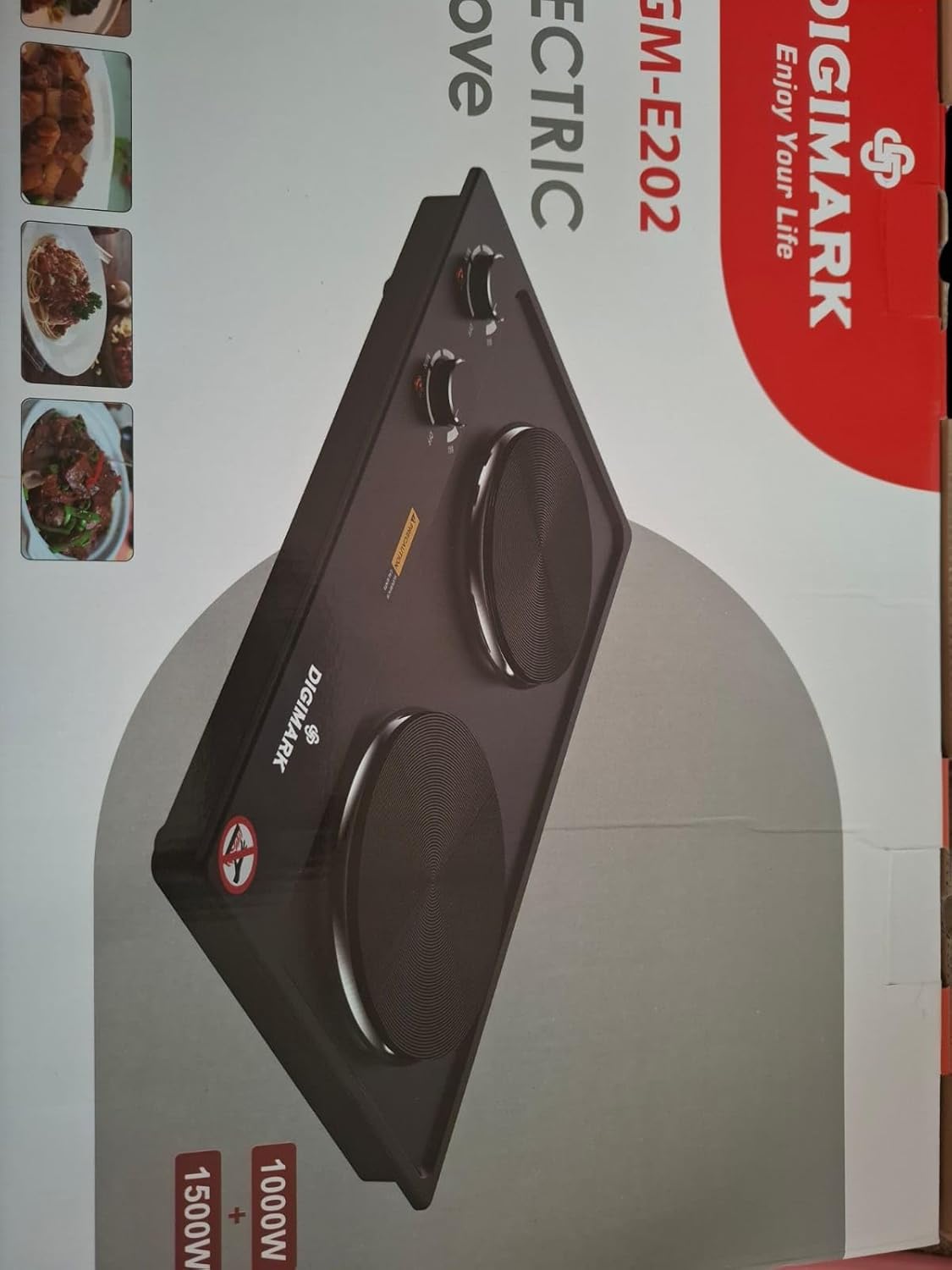 2-in-1 Electric Stove, Model DGM-E202, 1500W + 1000W, Double Hot Plate Cooktop, Black
