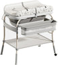 PandaEar 2-in-1 Baby Bathtub & Changing Table, Adjustable Height Folding Diaper Station Waterproof Pad with Storage Rack & Wheels, Baby Bath Tub with Thermometer