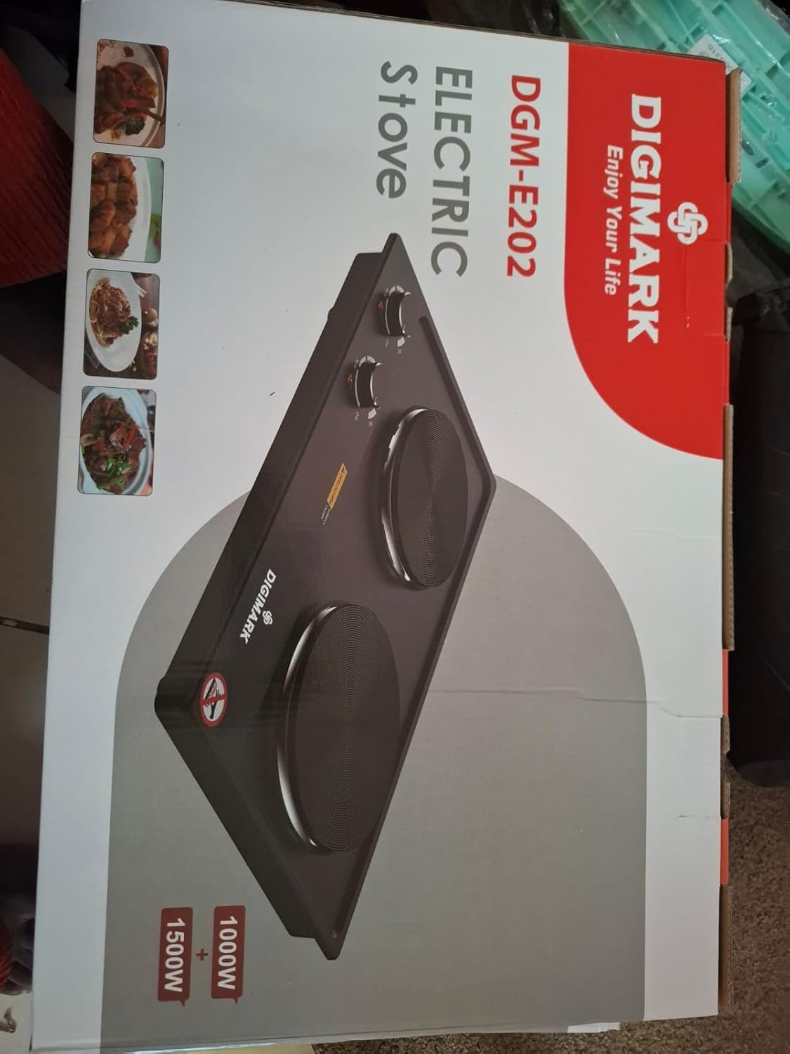 2-in-1 Electric Stove, Model DGM-E202, 1500W + 1000W, Double Hot Plate Cooktop, Black
