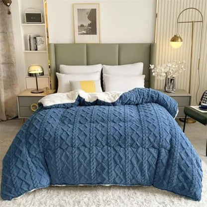 5 pcs Quilted comforter set 2 x standard pillows case 2 x conti pillow case 1 x Quilted comforter setPlush Sherpa Blanket, Double-Sided Fleece Throw, Sage Green, Soft Quilted Design
