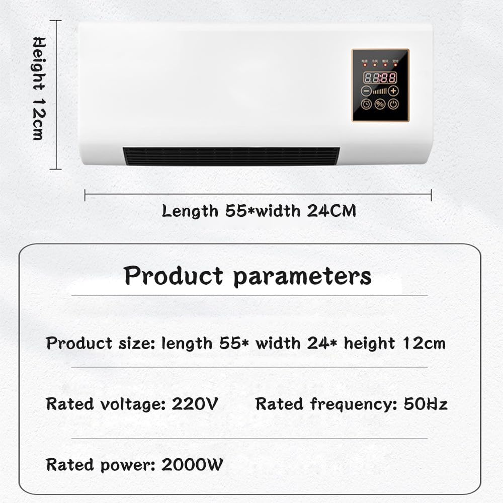 Portable Air Conditioners,Mini Air Conditioners Wall Mounted Air Conditioner,wall-mounted heater with Remote, for Bedroom Living Room Office.Ductless air conditioning fan L55*W24*H12cm