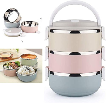 Bento Box Stainless Steel Lunch Box Multi Layers Stackable Leak-Proof Thermal Bento Boxes for Kids Adults Portable Food Container for School Office Work Home Picnic 2.1L (3 Layer)