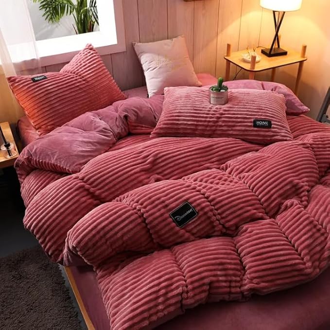 Heavy 5 pieces bed spread set queen size heavy for winter (Yellow)