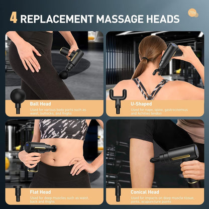 Massage Gun, Muscle Massage Gun with 7 Heads and 3500RPM, 6 Speeds Anti Slip Electric Handheld Massagers,Massage Gun Deep Tissue for Body Relax (Dark Grey)