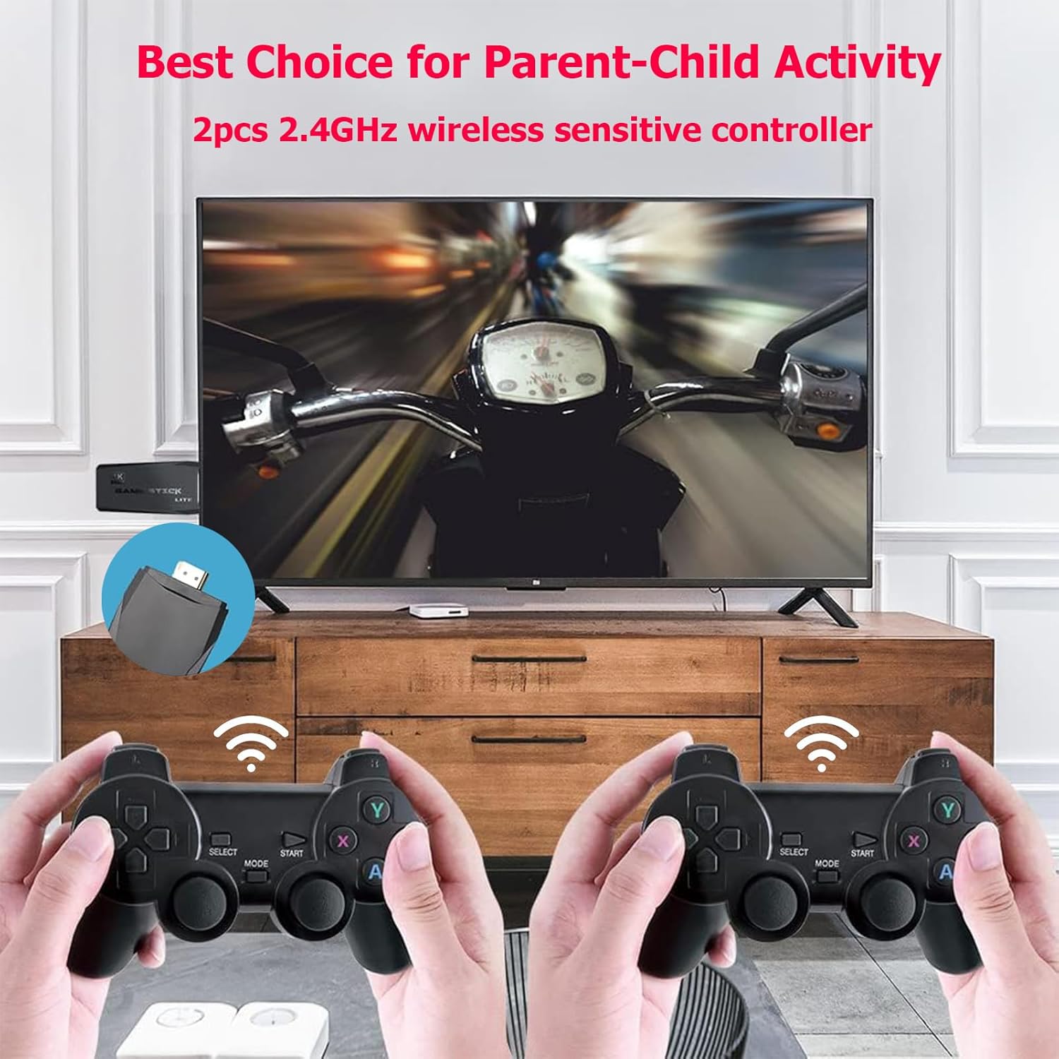 Wireless Retro Game Console, 20000+ Games Retro Gaming Console Classic M8 64G Plug & Play Video TV Game Stick with 2.4G Wireless Controller Gamepad, Nostalgia Gifts for Birthday