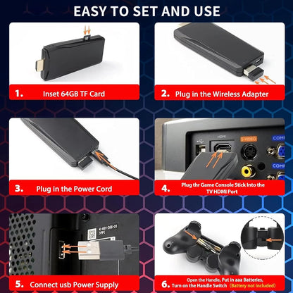 Wireless Retro Game Console, 20000+ Games Retro Gaming Console Classic M8 64G Plug & Play Video TV Game Stick with 2.4G Wireless Controller Gamepad, Nostalgia Gifts for Birthday