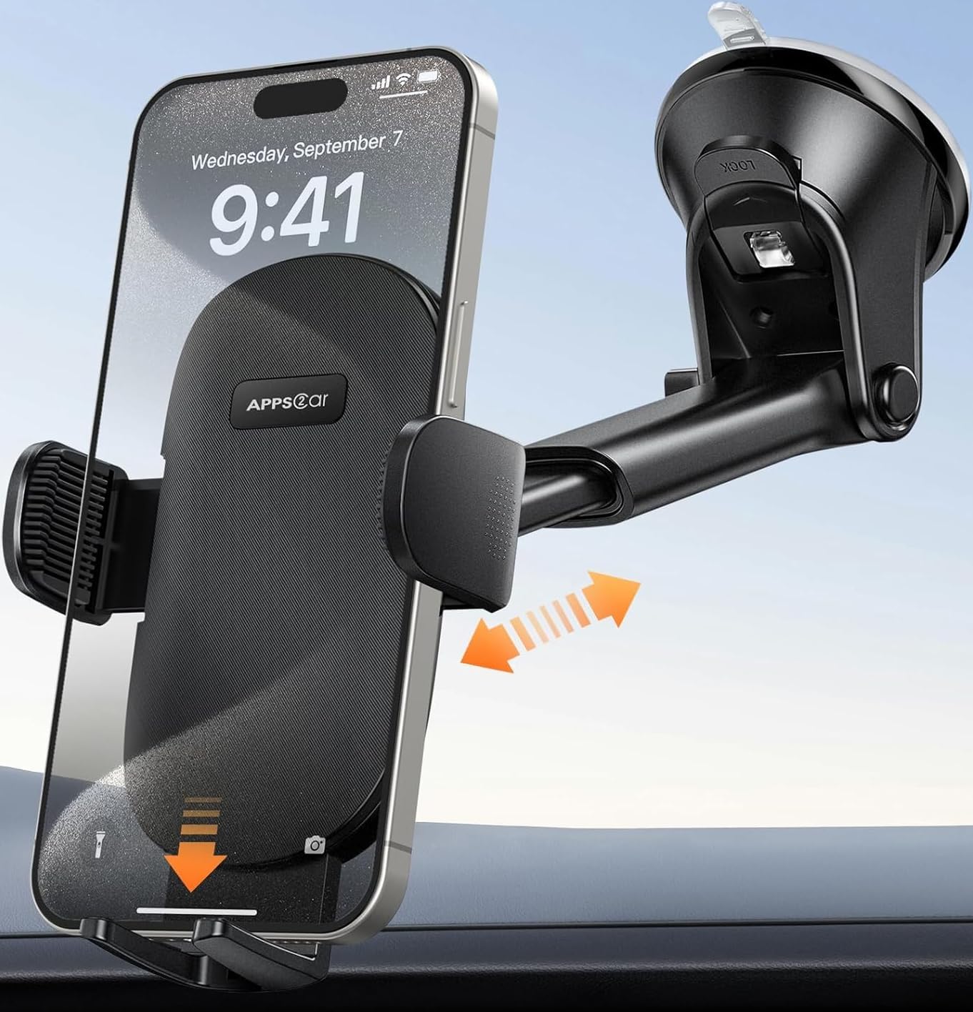 APPS2Car Car Phone Holder,Car Phone Holder Windscreen Mount,Universal Mobile Phone Holder for Cars Dashboard,360° Rotation Hands-Free in Car Phone Cradle,for iPhone 15/14/13/12/11 Samsung S21,etc