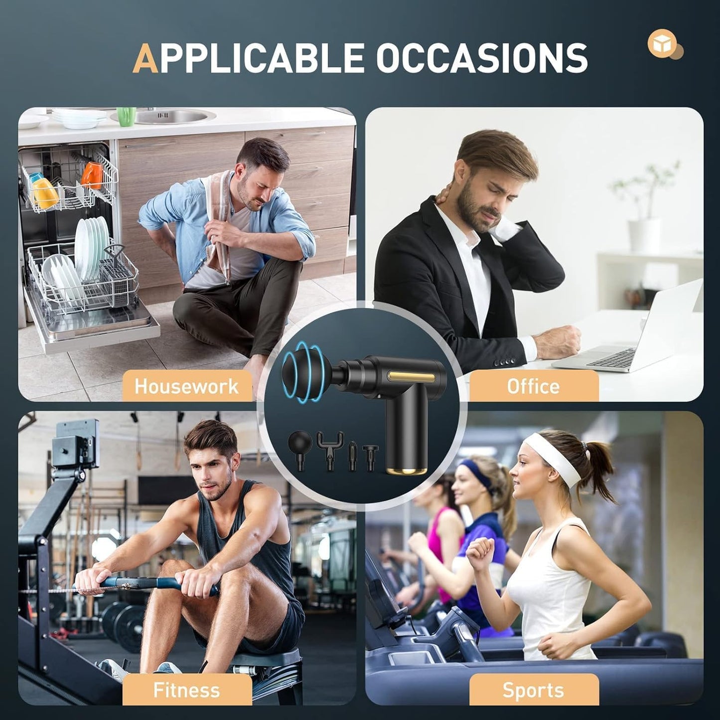 Massage Gun, Muscle Massage Gun with 7 Heads and 3500RPM, 6 Speeds Anti Slip Electric Handheld Massagers,Massage Gun Deep Tissue for Body Relax (Dark Grey)