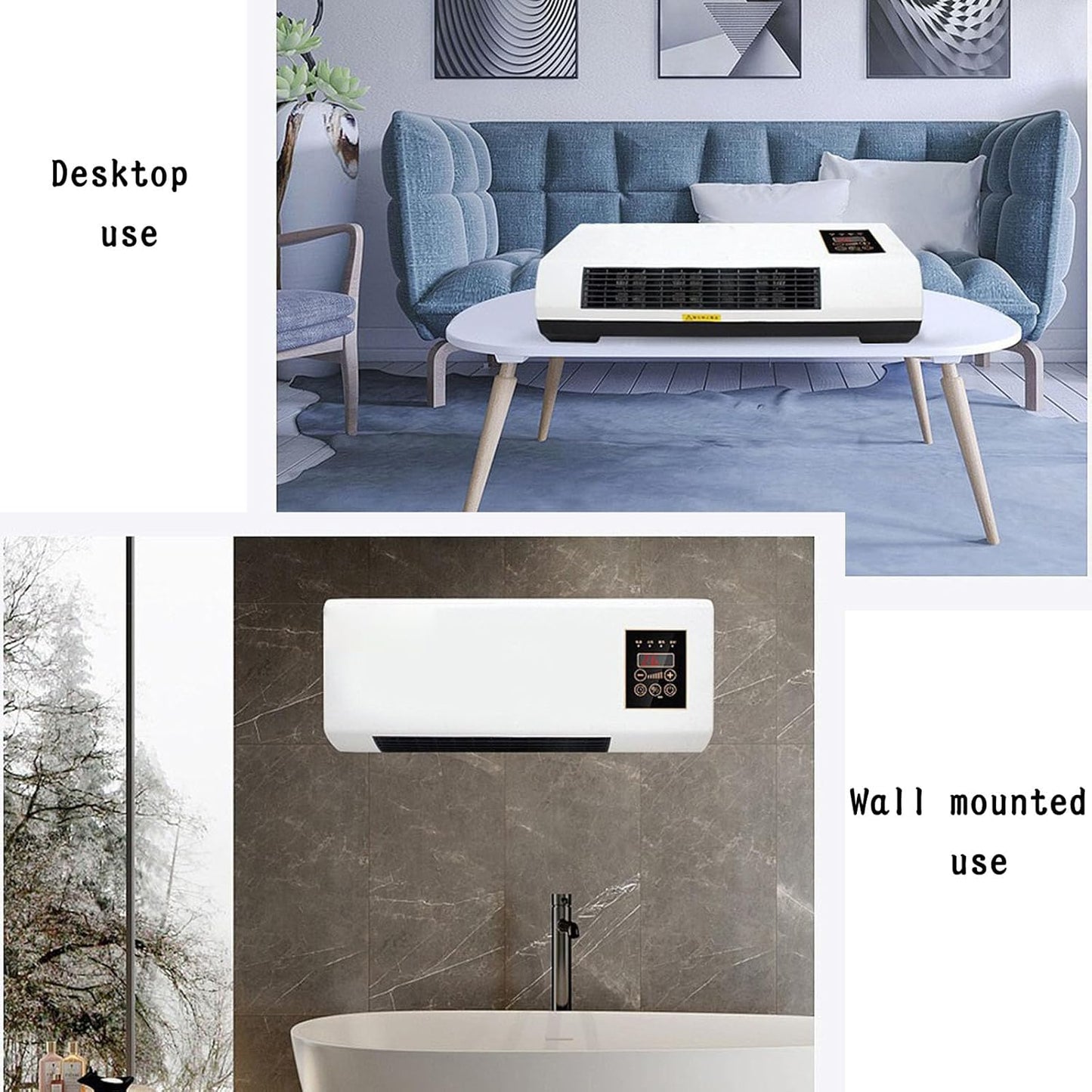 Portable Air Conditioners,Mini Air Conditioners Wall Mounted Air Conditioner,wall-mounted heater with Remote, for Bedroom Living Room Office.Ductless air conditioning fan L55*W24*H12cm