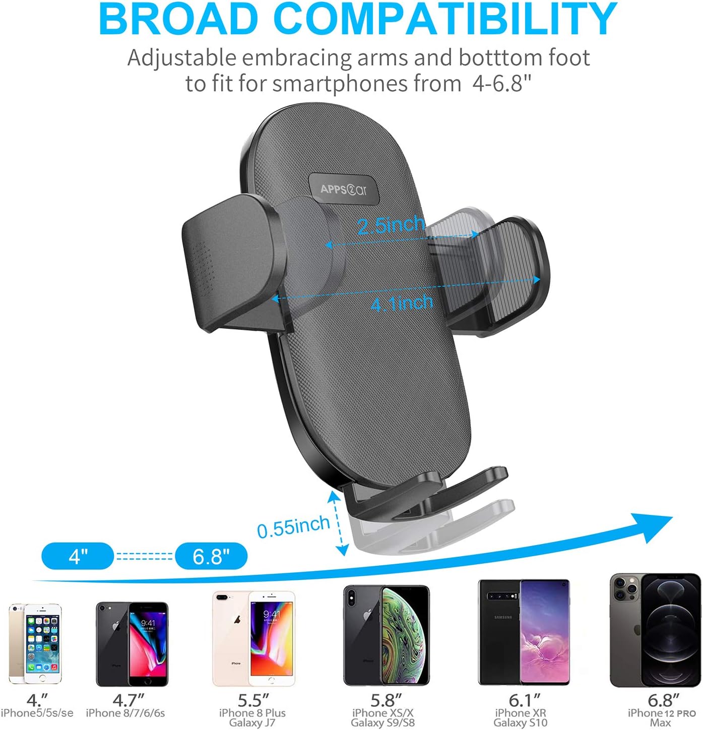 APPS2Car Car Phone Holder,Car Phone Holder Windscreen Mount,Universal Mobile Phone Holder for Cars Dashboard,360° Rotation Hands-Free in Car Phone Cradle,for iPhone 15/14/13/12/11 Samsung S21,etc