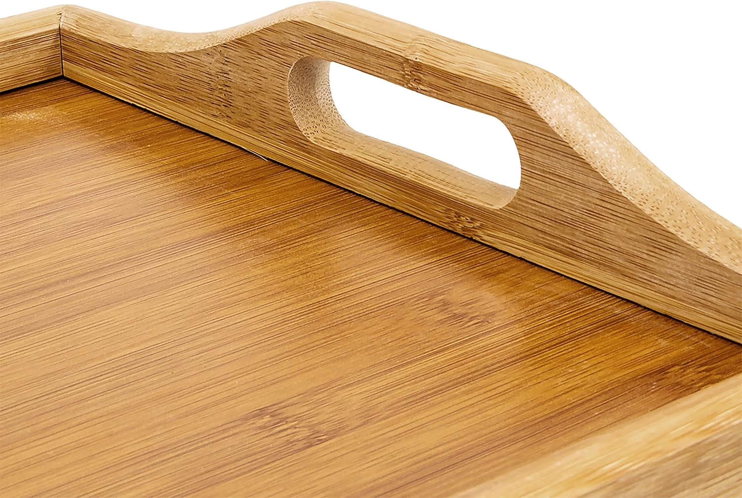 Relaxdays Bamboo Wooden Breakfast in Bed Tray, 50 x 30 x 23 cm Serving Tray With Folding Legs And Handles, Natural Brown