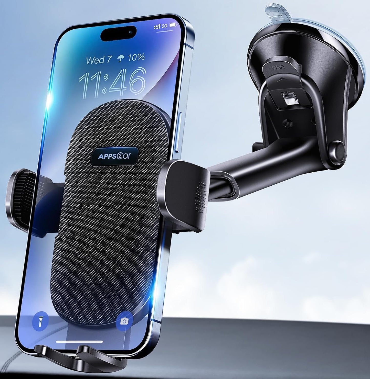 APPS2Car Car Phone Holder,Car Phone Holder Windscreen Mount,Universal Mobile Phone Holder for Cars Dashboard,360° Rotation Hands-Free in Car Phone Cradle,for iPhone 15/14/13/12/11 Samsung S21,etc