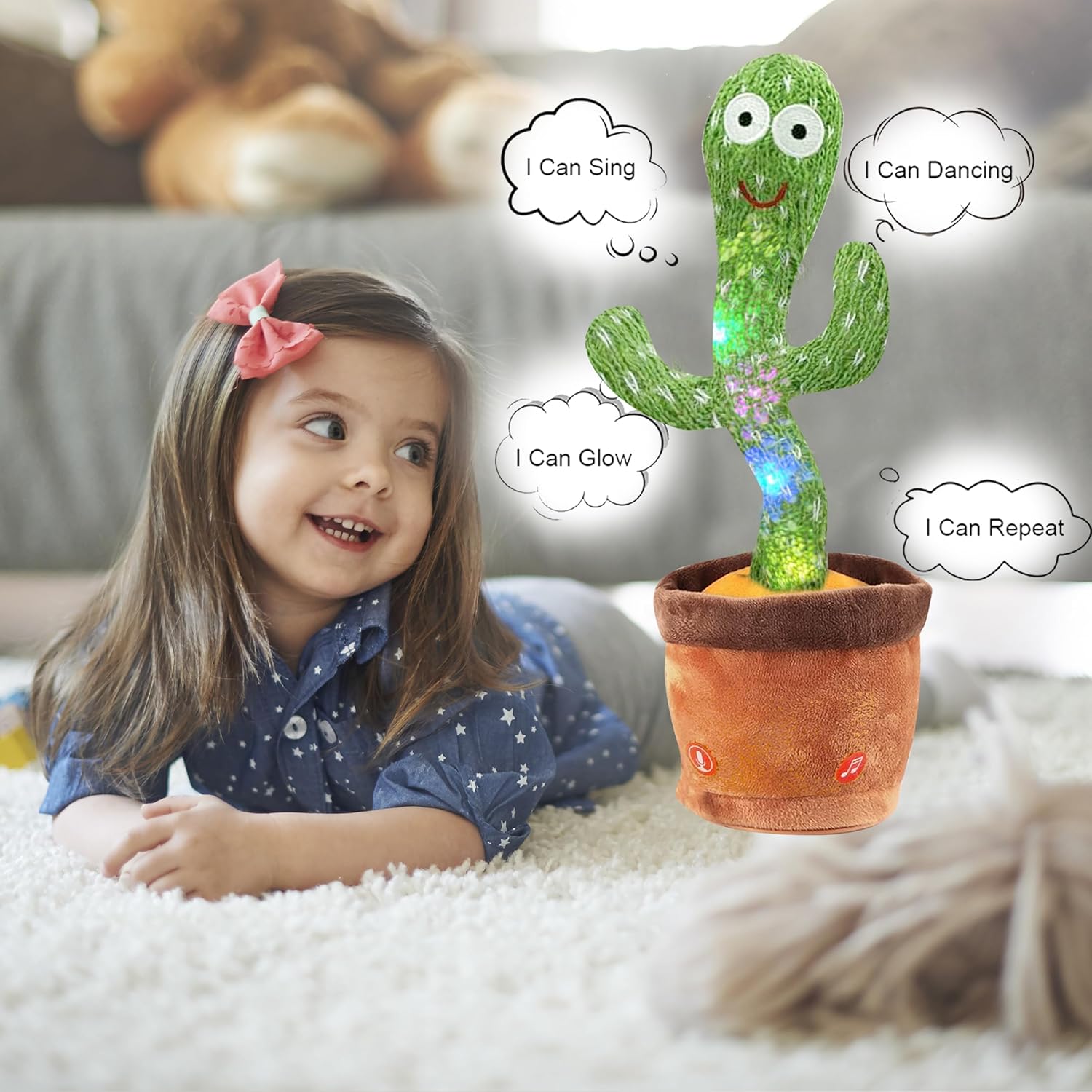 Ava's Toys Dancing Cactus Toy - Talking Cactus Toy for Boys and Girls - Singing Cactus Toy Repeat What You Say - Singing, Dacing, Voice Recording Plush Learning Toys