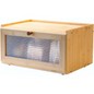 Bamboo Bread Box with Roll-Up Door, Natural Wood Kitchen Storage Organiser, 16.53" x 9.84" x 8.26