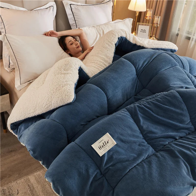 New Thick Milk Fleece Warm Blanket for Winter Artificial Lamb Cashmere Duvet Comforter Soft Warmth Weighted Blankets Quilt Core