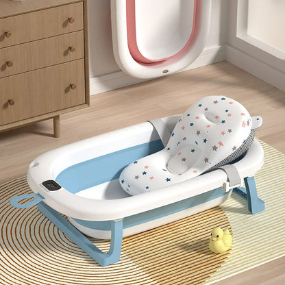 Baby Bath Tub 0-3 Years Folding Baby Bath Tub Large Children's Standing Bath Thermometer