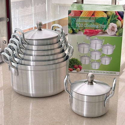 Wholesale aluminum kitchenware set soup pot thickened cookware set hot selling soup pots 14pcs juego de ollas casseroles