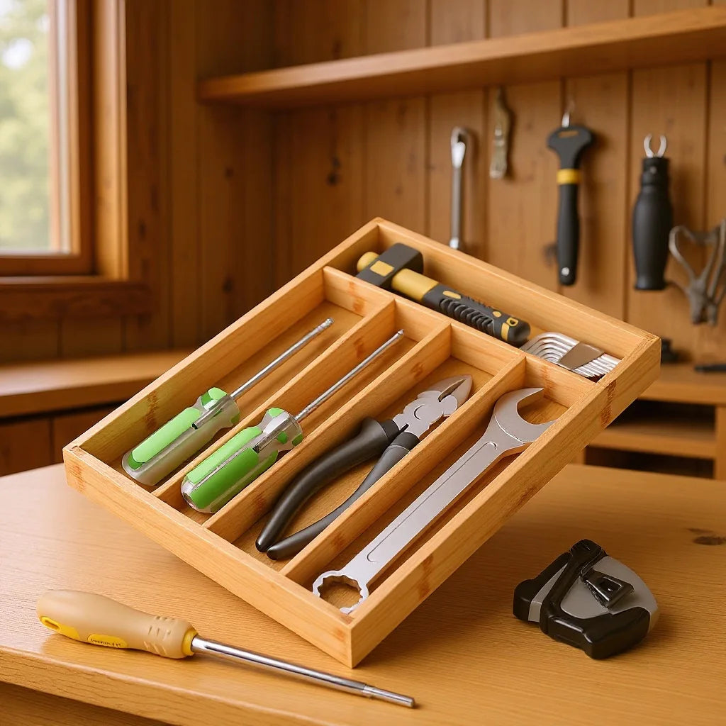 Kitchen Drawer Organizer Utensil Organizer Bamboo Silverware Holder Cutlery Organizer in Drawe