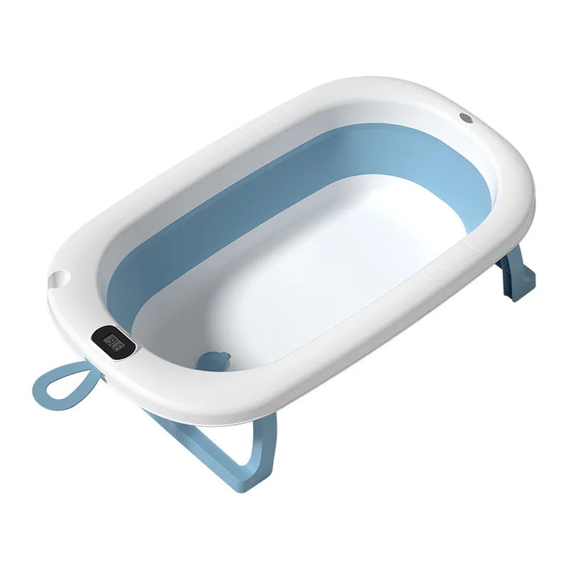 Baby Bath Tub 0-3 Years Folding Baby Bath Tub Large Children's Standing Bath Thermometer