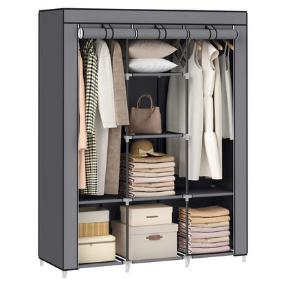 Modern folding clothing storage rack with non-woven cover, large-capacity portable wardrobe