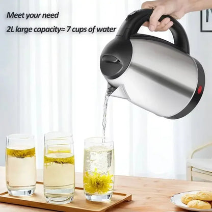 2L Food-grade Stainless Steel Electric Teapot Electric Kettle Hot Water Kettle Coffee Beverage Boiler Electric Water Heater