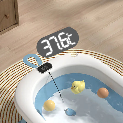 Baby Bath Tub 0-3 Years Folding Baby Bath Tub Large Children's Standing Bath Thermometer