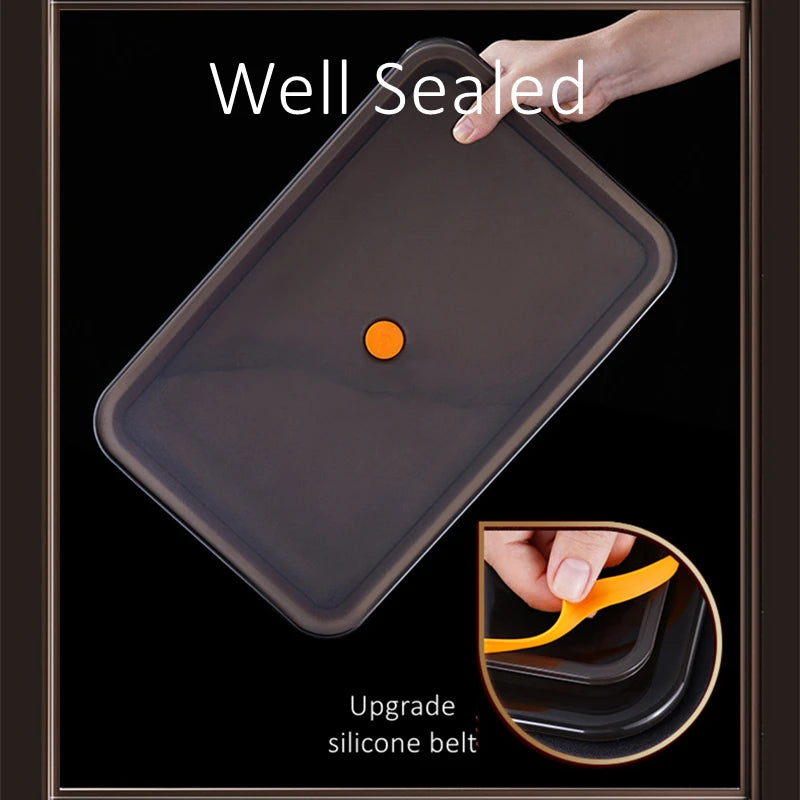 Luxury Transparency PP Cover Air Exhaust Fridge Storage Tray LFGB Certificate 304 Stainless Steel Food Fresh Keeping Box Case