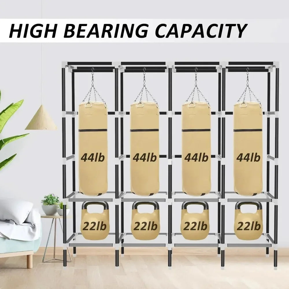 %a Portable closet, 19mm diameter for hanging clothes, with 4 hanging rods and 8 storage racks, non-woven, 67.9x18.4x70.8 inch